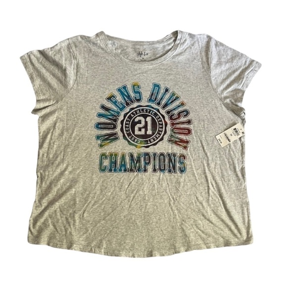 NWT Style & Co Women’s Division Champions Gray T-Shirt - Size 1X - Picture 1 of 10